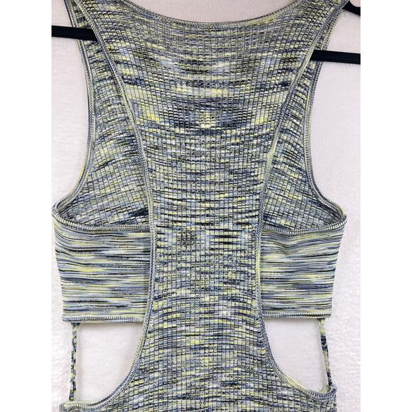 Jonathan Simkhai Rib Knit Cut Out Basil Space Dye Colleen Midi Dress Medium - Picture 5 of 15